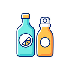 Branded water bottle RGB color icon. Designer create unique liquids holder for travelers. Fashion items to look modern and stylish. Isolated vector illustration