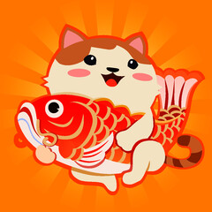 Cat, koi, carp, Facai, Zhaocai cat, Chinese new year, Spring Festival, gold bar, gold, nugget, financial management, investment, fund, savings, currency, appreciation, finance, profit, wealth, value i