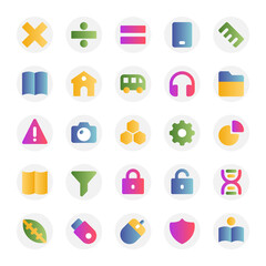 Gradient color icons for education.