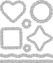 Vector drawings of decorative floral borders and frames in vintage style