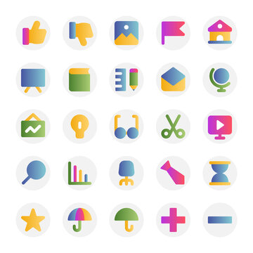 Gradient color icons for education.