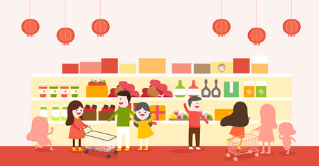Shopping in supermarkets, shopping, Chinese new year, fairs, stores, shopping, shopping festival, double 11, online shopping, fun, interesting, graphic, OK, satisfied, finished, OK, fast, dynamic, gra