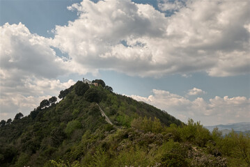 Fototapeta premium Sanctuary Madonna di Caravaggio on Mount Orsena Liguria, Italy
