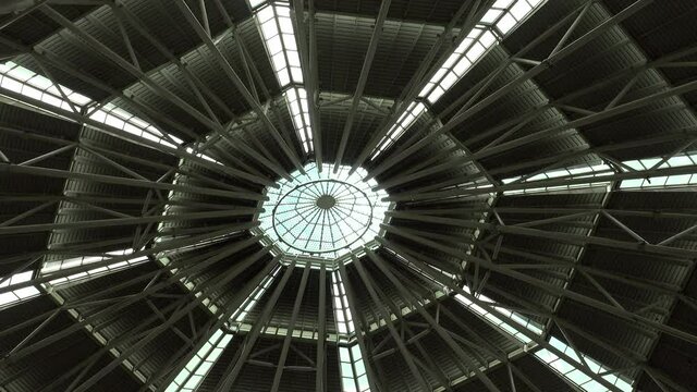 ceiling of a metal structure.