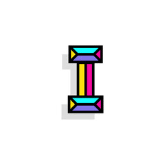 Colorful Vector Chisel Letter I