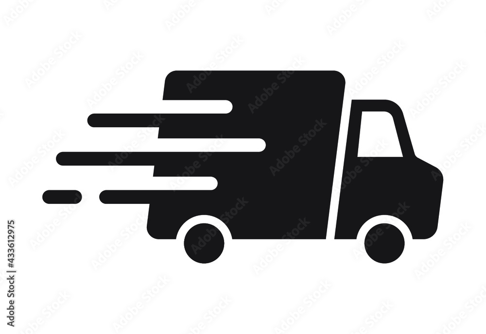 Wall mural Shipping fast delivery truck icon symbol, Pictogram flat design for apps and websites, Track and trace processing status, Isolated on white background, Vector illustration