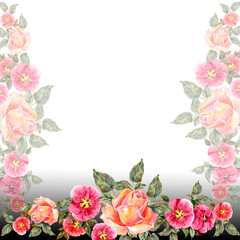 Frame with watercolor roses.