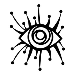 All Seeing Eye. Providence magic symbol in boho style. Astrology, occult and tribal, esoteric and alchemy sign. Vector
