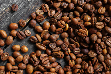 Coffee beans close up background