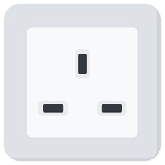 Simple White Flat Wall Socket Vector Illustration Icon, Type G