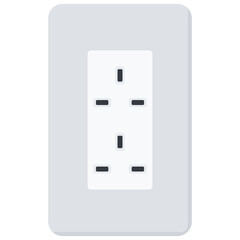 Simple White Flat Wall Socket Vector Illustration Icon, Type G