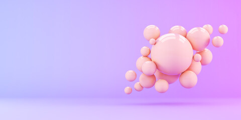 Abstract composition with chaotic floating spheres. 3d render illustration.