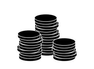 Stack of Coins Icon or Cryptocurrency Token Icon Set. Vector Image.