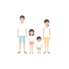 Family portrait. Parents and children. Portrait of family members standing together. Vector illustration in cartoon style isolated on white.