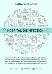 Hospital disinfection brochure.Clinical hygiene template.Flyer,magazine,poster,book cover,booklet.Pandemic preventive measure infographic concept.Layout illustration page with icon