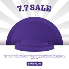 7.7 Sale design. Banner sale design good for commercial event monthly. Purple Banner sales design