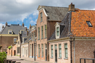 Old houses in a historic street in Assen, Netherlands