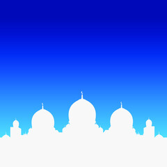 Isolated Muslim mosque flat design facade background. Flat Islamic colorful logo architectural objects. Abstract vector cartoon. Beautiful Muslim shrine icon illustration. Eastern cultural  landmark.