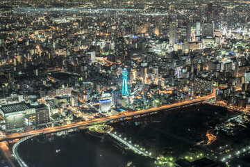 Fototapeta na wymiar view of the city at night in Osaka Japan