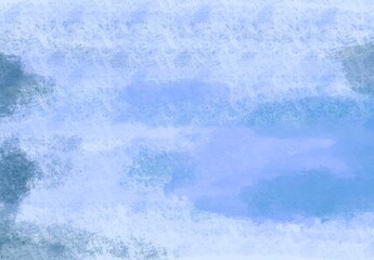 Pastel light blue watercolor painted background, blotches and blobs of paint and watercolor paper texture grain, abstract blue painting. Dry brush