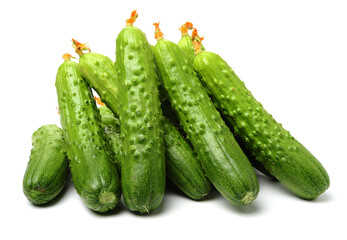 Green cucumber on the white background