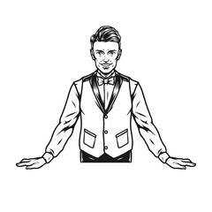 Smiling casino croupier