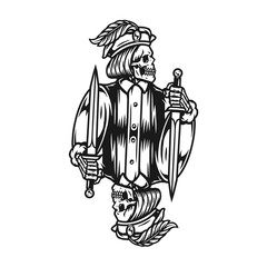 Skeleton jack with dagger for playing card