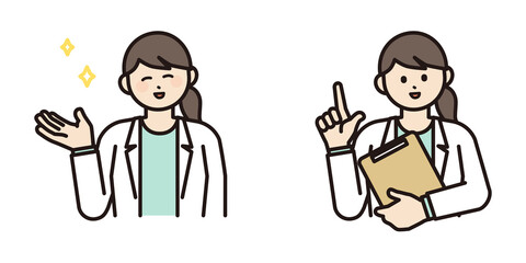 白衣を着た女性のイラスト素材