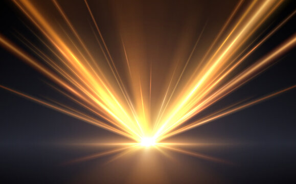 Gold light rays effect background