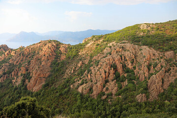 incredible red badlands  called Calanques de Piana of western Corsica
