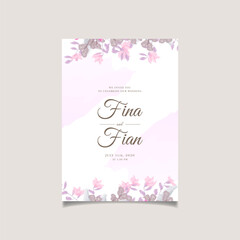 Fototapeta na wymiar save the date watercolor floral Frame wreath with bouquet background abstract