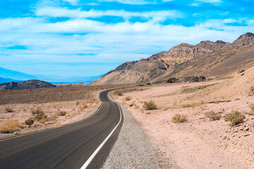 Scenic Empty Road in Death Valley, USA