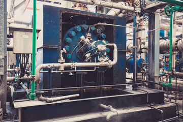 Heat exchangers in a refinery. The equipment for pipe line