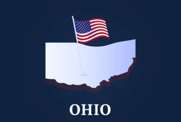 Fotobehang ohio state Isometric map and USA national flag 3D isometric shape of us state Vector Illustration © lunarts_studio
