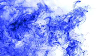 Blue smoke on a white background.