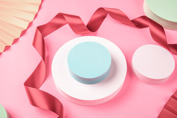 Paper fan cylinder fashion poster background material