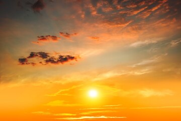 colorful sky with sun in clouds of altitude . religious background