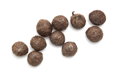 Rabbit excrement isolated over white