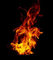 Flame of fire on a black