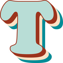 Letter T Monogram Letters Initial Retro Font 80s 70s 60s Vintage Logo Groovy Typography Alphabet Hippie Design Boho Old Rockabilly Oldie Bold High Resolution Printable Poster Print JPG 
