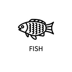 Obraz premium Fish Line Icon In Simple Style. Healthy Food. Natural Product. Vector sign in a simple style isolated on a white background.
