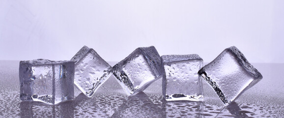 ice cubes with water drops