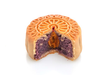 Chinese moon cake purple sweet potato and egg yolk flavour