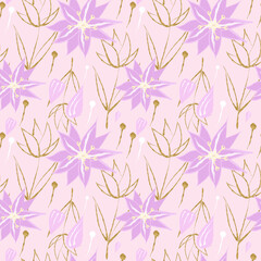 Fototapeta na wymiar Floral seamless pattern with exotic flowers. Summer floral digital paper
