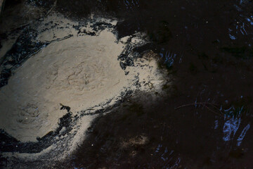 Close-up of underground sources. An underground source that comes from the clean sand of the earth to form a clear water pond.