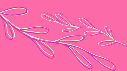 Thumbnail background with hand-drawn leaves in beige, pink and blue colors