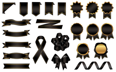 黒と金リボン メダル バッジ セット リアル ビンテージ