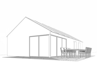 modern cabin house architecture 3d illustration 