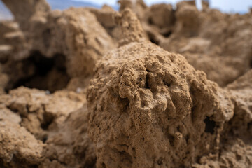 Salt rocks close-up on the Devil's Golf Course in Death Valley