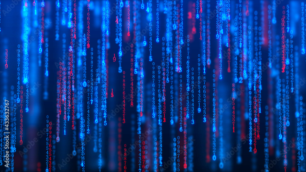 Poster cyberspace background with a set of numbers. big data visualization. abstract matrix. technology or 